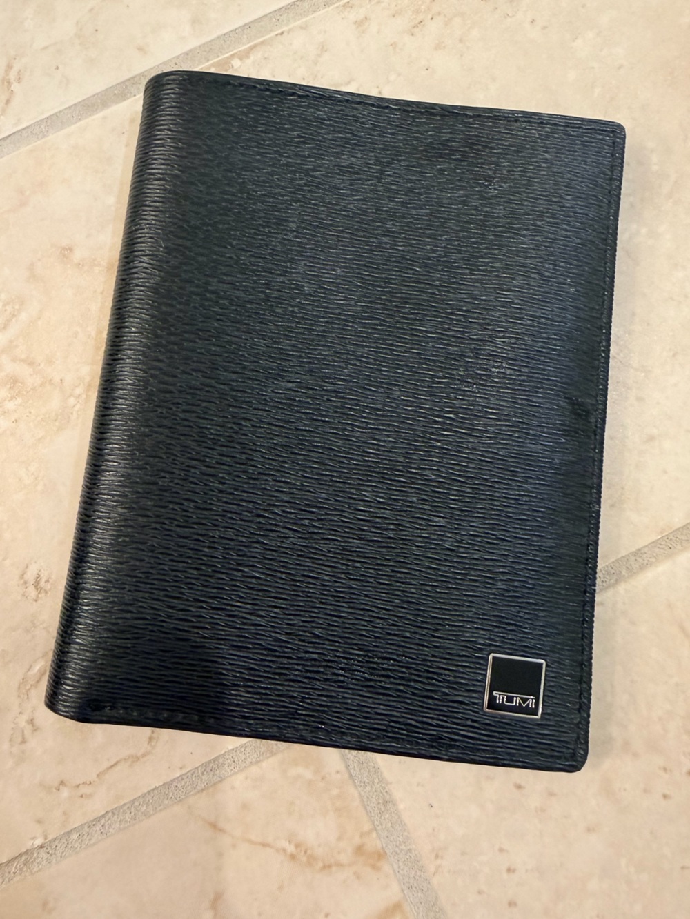 Tumi Black Textured Leather Passport Case and Wallet